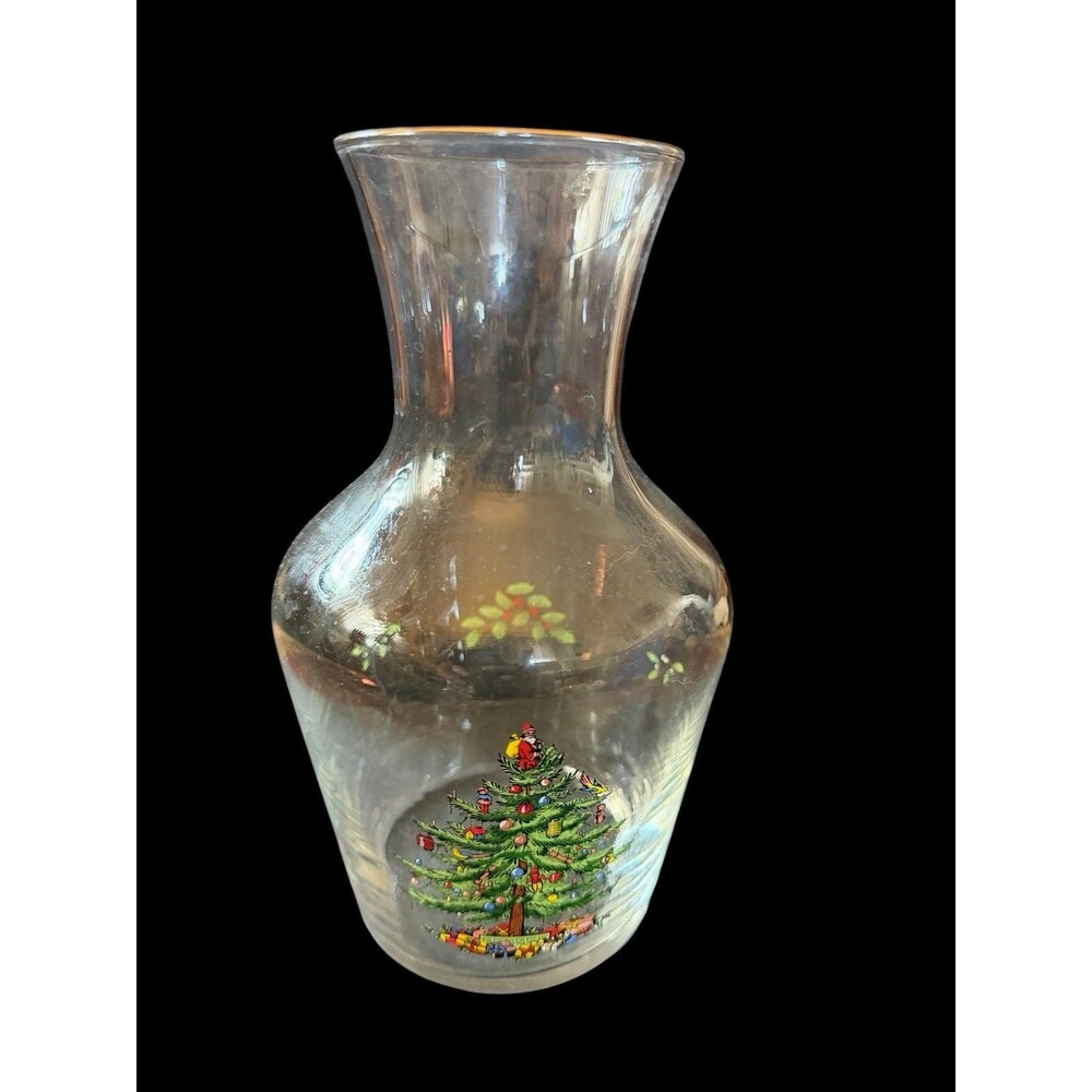 Spode Christmas Tree Clear Glass Water Wine Juice Carafe Vase Decanter